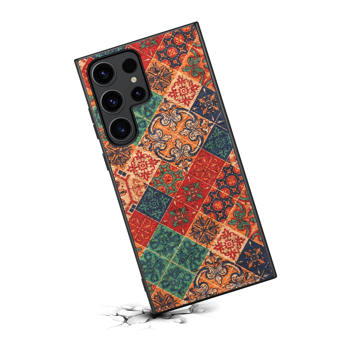 For Samsung Galaxy S24 Ultra Phone Case Floral Series Leather+PC+TPU Cover - Winter / Blue
