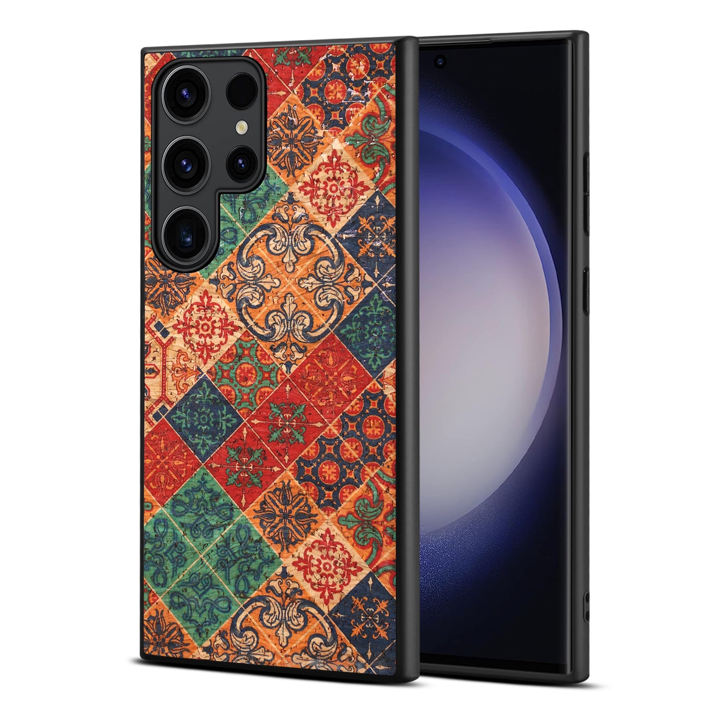 For Samsung Galaxy S24 Ultra Phone Case Floral Series Leather+PC+TPU Cover - Winter / Blue