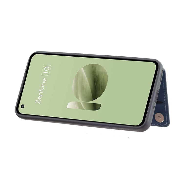 For Asus Zenfone 9 5G / Zenfone 10 5G Case PU Leather+TPU Card Holder Kickstand Phone Shell - Green