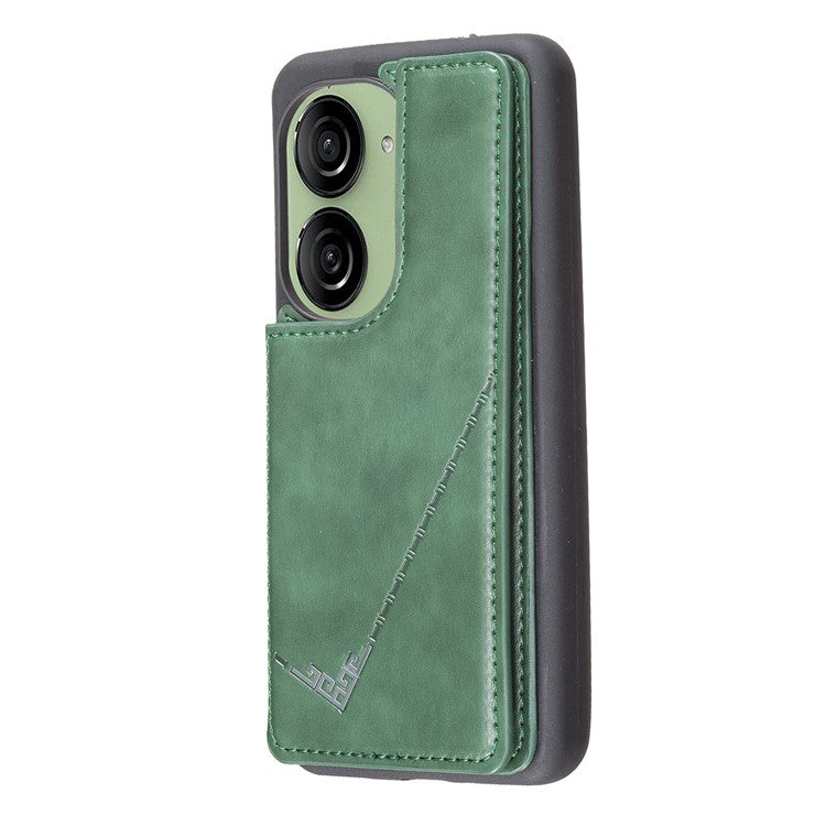 For Asus Zenfone 9 5G / Zenfone 10 5G Case PU Leather+TPU Card Holder Kickstand Phone Shell - Green