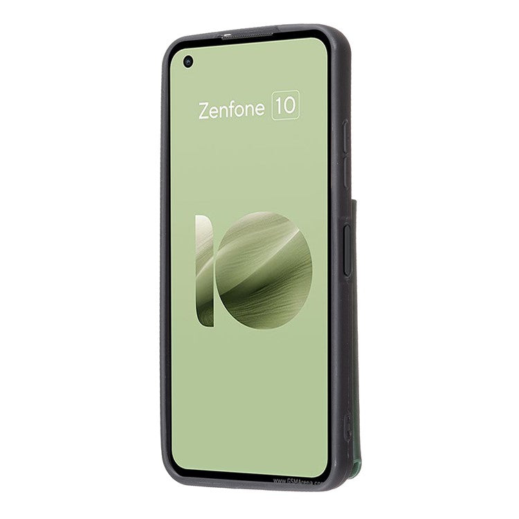 For Asus Zenfone 9 5G / Zenfone 10 5G Case PU Leather+TPU Card Holder Kickstand Phone Shell - Green