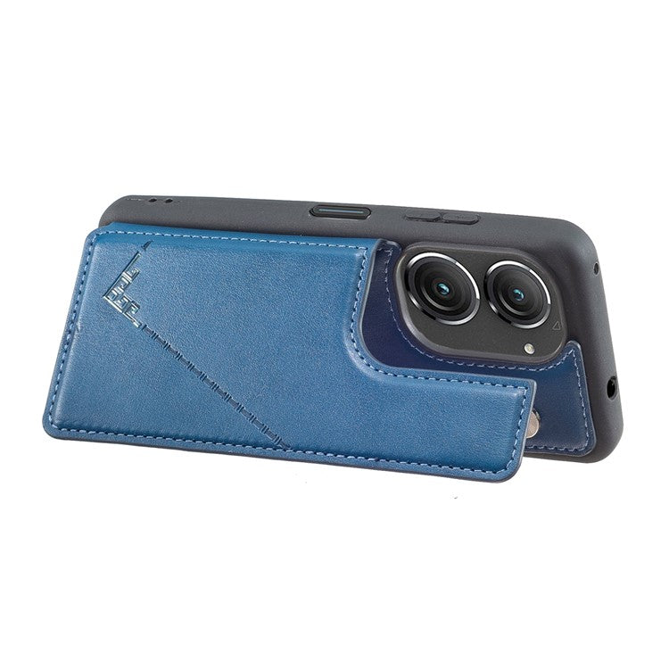 For Asus Zenfone 9 5G / Zenfone 10 5G Case PU Leather+TPU Card Holder Kickstand Phone Shell - Blue