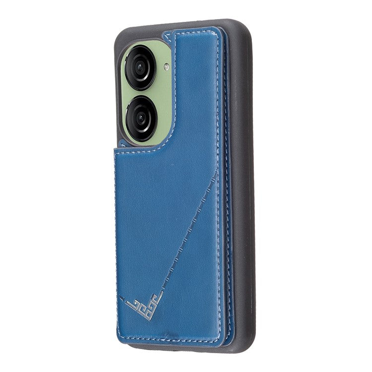 For Asus Zenfone 9 5G / Zenfone 10 5G Case PU Leather+TPU Card Holder Kickstand Phone Shell - Blue