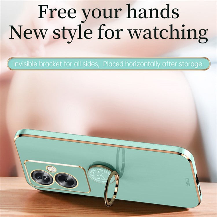 XINLI For Oppo A2 5G / A79 5G Soft TPU Case Electroplating Technology Kickstand Cover - Cyan