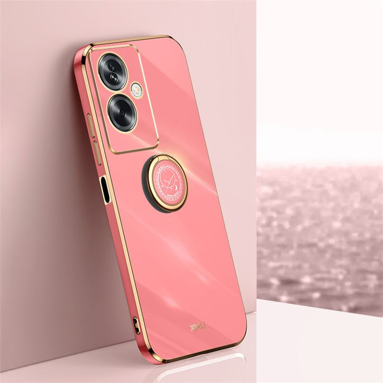 XINLI For Oppo A2 5G / A79 5G Soft TPU Case Electroplating Technology Kickstand Cover - Red