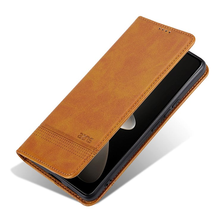 AZNS For vivo V29e (Global) 5G Magnetic Case Cowhide Texture Scratch-proof Phone Wallet Cover - Brown