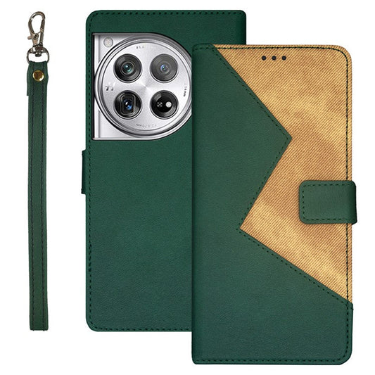 IDEWEI For OnePlus 12 5G Stand Case Card Holder PU Leather Phone Cover - Green