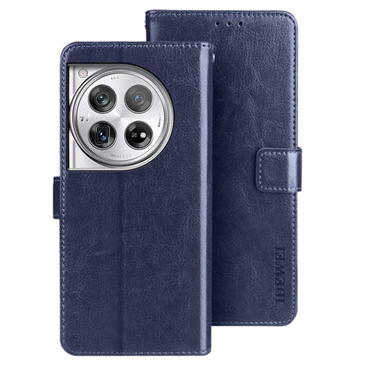 IDEWEI For OnePlus 12 5G Wallet Case Crazy Horse Pattern Folio Flip Leather Cover - Dark Blue