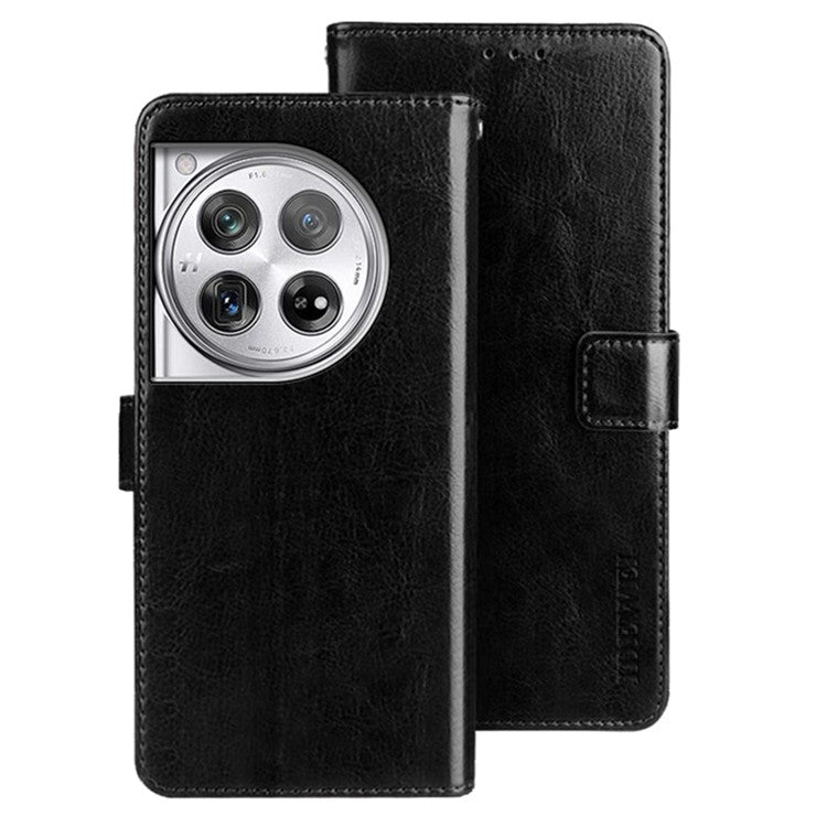 IDEWEI For OnePlus 12 5G Wallet Case Crazy Horse Pattern Folio Flip Leather Cover - Black