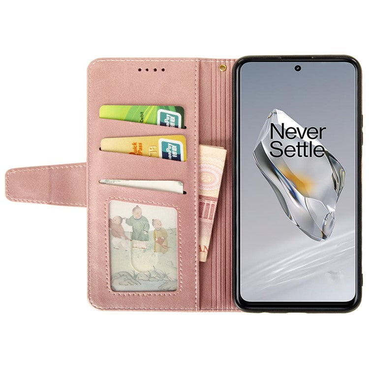 IDEWEI For OnePlus 12 5G Magnetic Case Leather	Calf Texture Shockproof Wallet Phone Cover - Pink