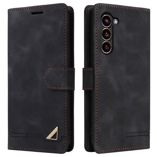 007 Series For Samsung Galaxy S24 Case Anti-Scratch PU Leather Flip Stand Phone Cover - Black