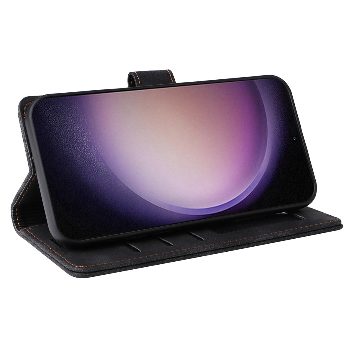 007 Series For Samsung Galaxy S24 Case Anti-Scratch PU Leather Flip Stand Phone Cover - Black