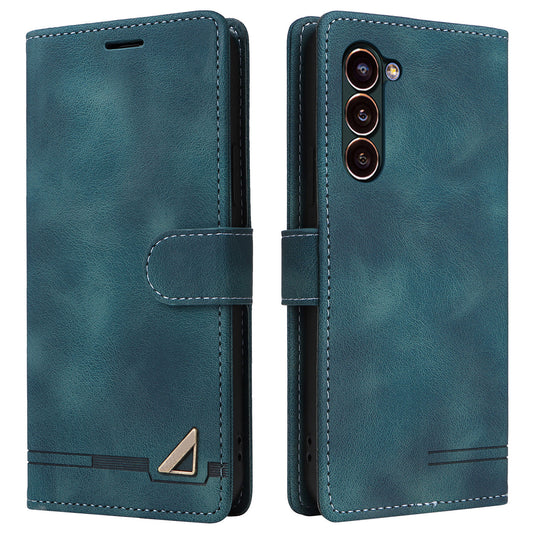 007 Series For Samsung Galaxy S24 Case Anti-Scratch PU Leather Flip Stand Phone Cover - Green