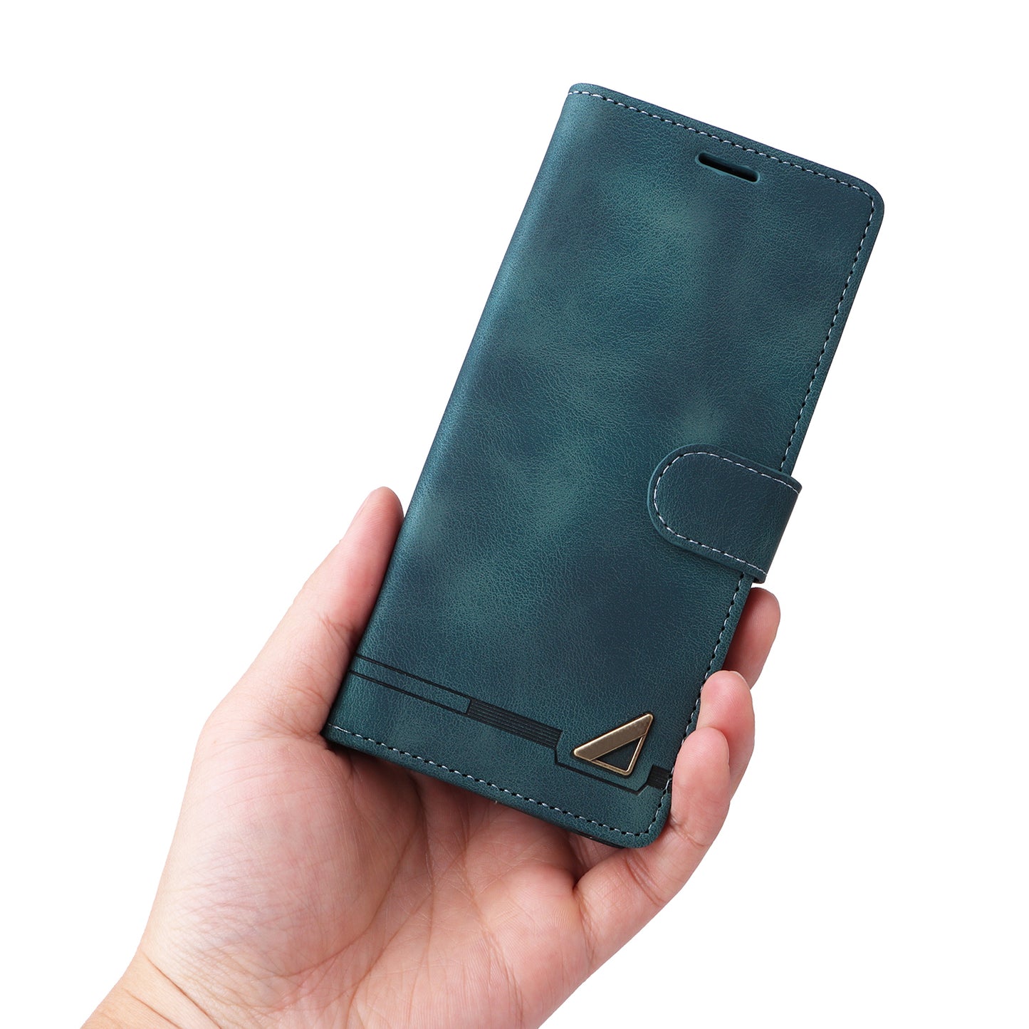 007 Series For Samsung Galaxy S24 Case Anti-Scratch PU Leather Flip Stand Phone Cover - Green
