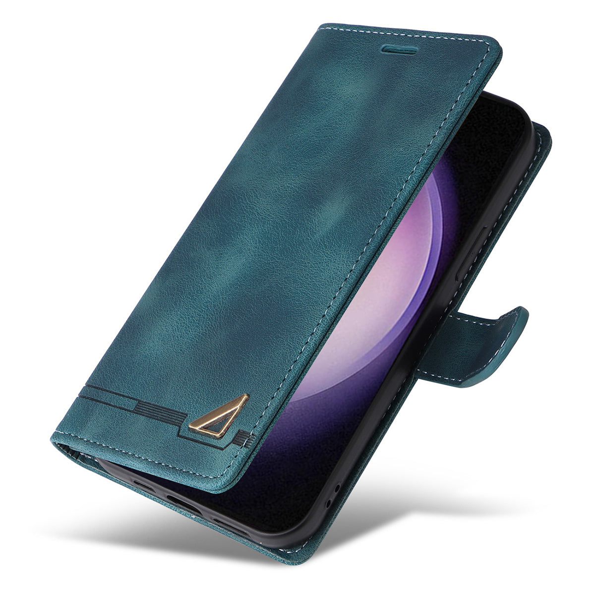 007 Series For Samsung Galaxy S24 Case Anti-Scratch PU Leather Flip Stand Phone Cover - Green