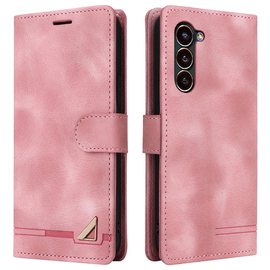 007 Series For Samsung Galaxy S24 Case Anti-Scratch PU Leather Flip Stand Phone Cover - Pink