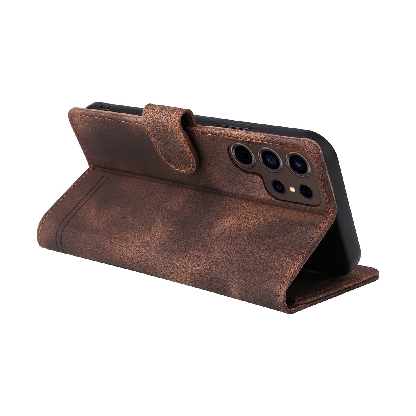 007 Series For Samsung Galaxy S24 Ultra Magnetic Phone Case Skin-touch Anti-scratch Cover - Brown