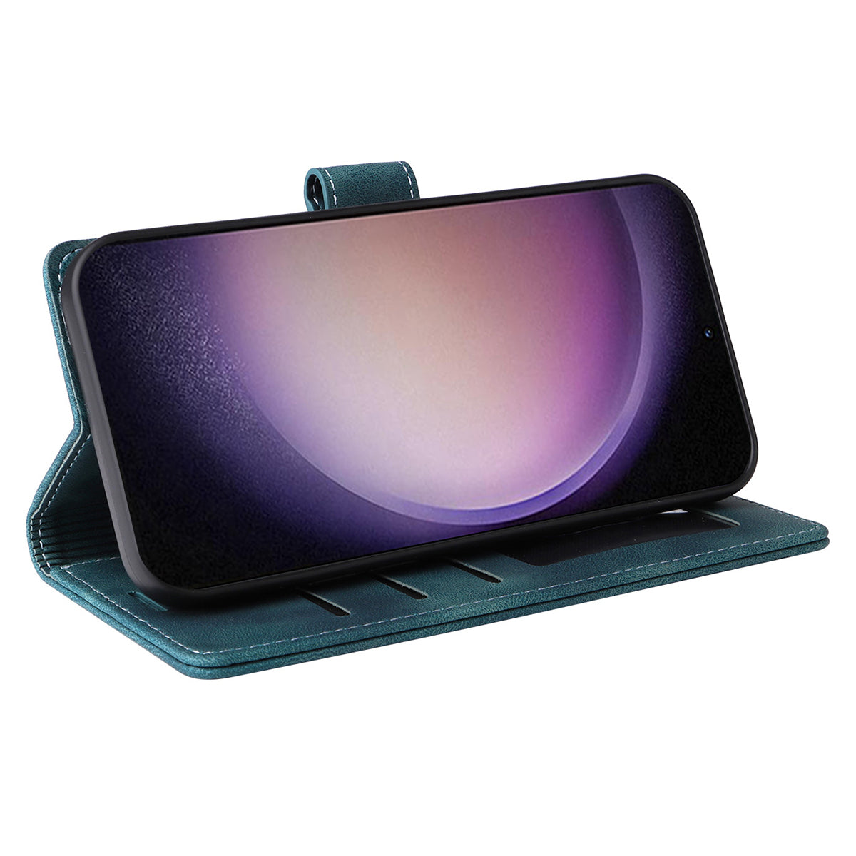 007 Series For Samsung Galaxy S24+ Case TPU+PU Leather Magnetic Skin-touch Phone Stand Cover - Green