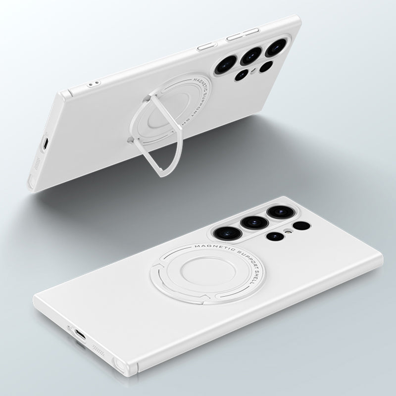 For Samsung Galaxy S24 Ultra Case Kickstand Phone Cover Compatible with MagSafe - White