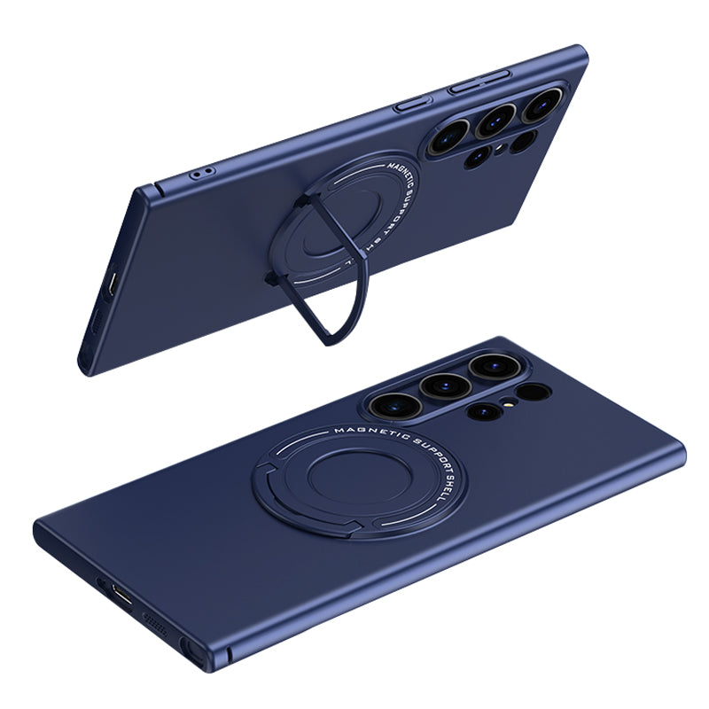For Samsung Galaxy S24 Ultra Case Kickstand Phone Cover Compatible with MagSafe - Dark Blue