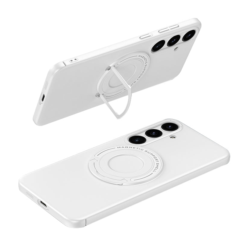 For Samsung Galaxy S24+ Magnetic Kickstand Case Compatible with MagSafe Drop Protection  - White