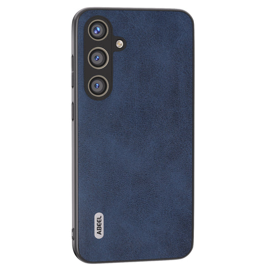 ABEEL For Samsung Galaxy S24+ Case Cowhide Texture  PU Leather + Hard PC Phone Back Shell - Blue