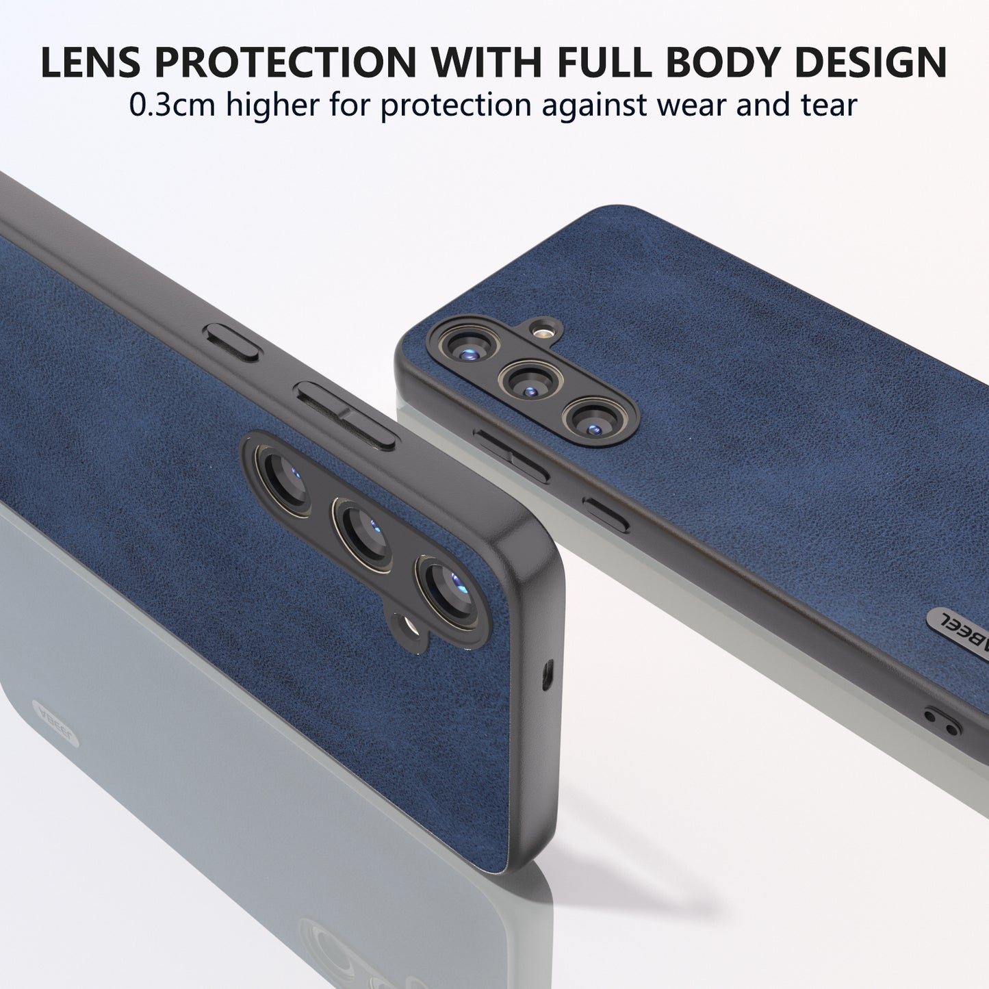 ABEEL For Samsung Galaxy S24+ Case Cowhide Texture  PU Leather + Hard PC Phone Back Shell - Blue