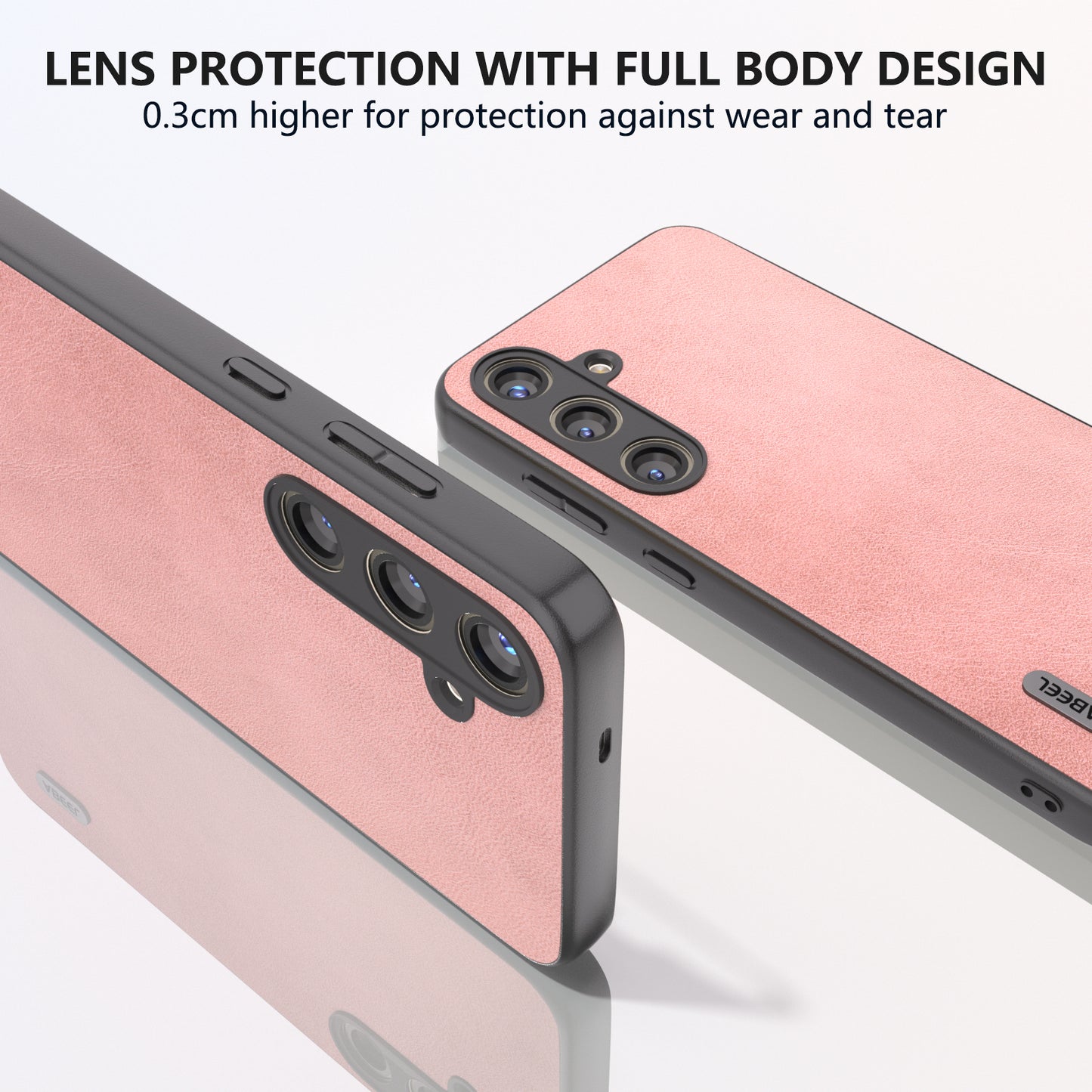 ABEEL For Samsung Galaxy S24+ Case Cowhide Texture  PU Leather + Hard PC Phone Back Shell - Pink