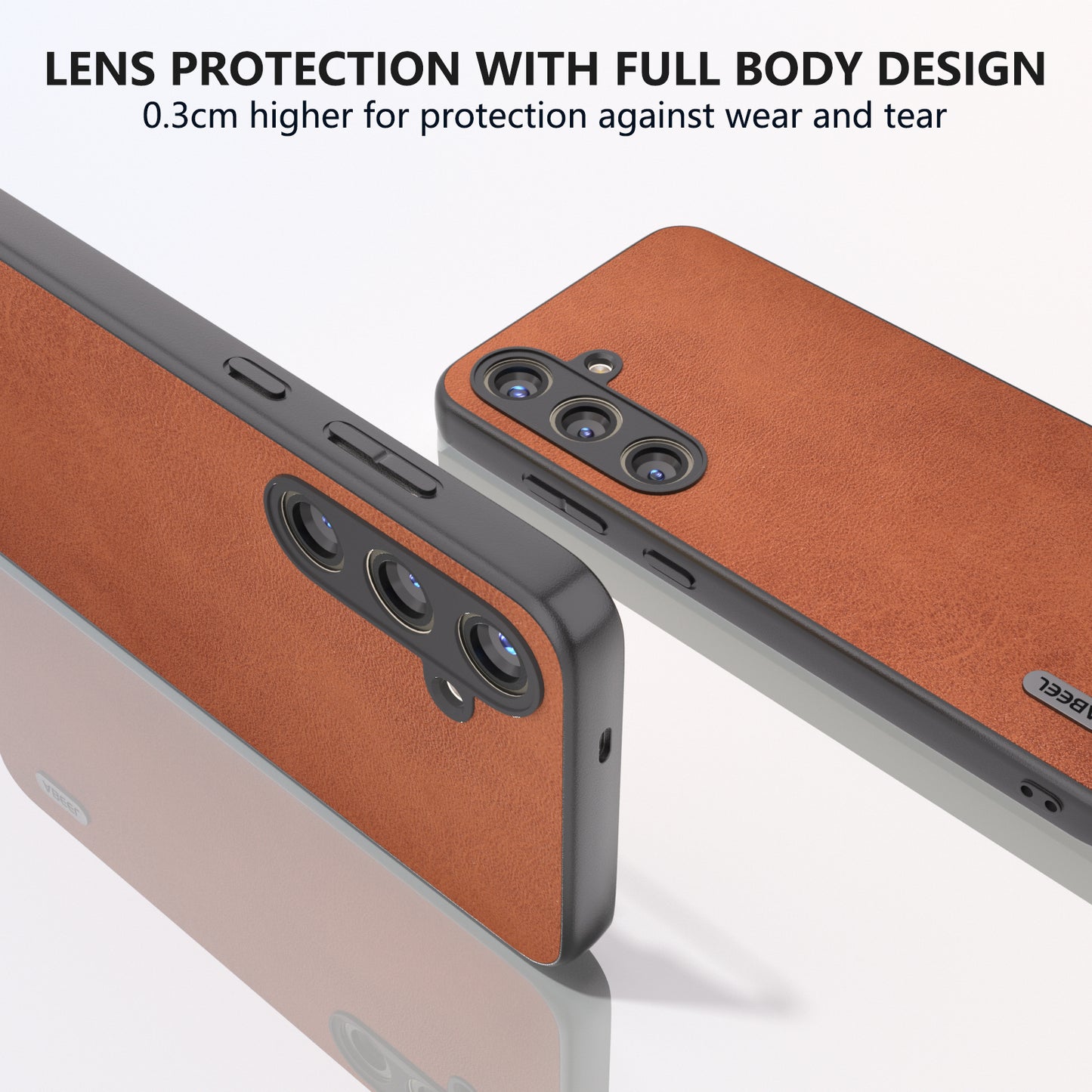 ABEEL For Samsung Galaxy S24+ Case Cowhide Texture  PU Leather + Hard PC Phone Back Shell - Brown