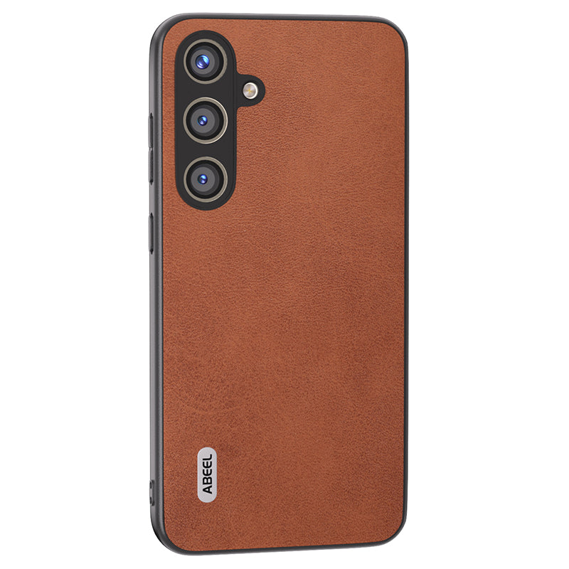 ABEEL For Samsung Galaxy S24 Case Drop-resistant PU Leather + Hard PC Phone Protective Cover - Brown