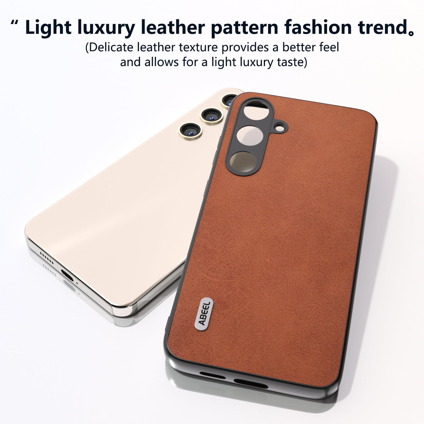ABEEL For Samsung Galaxy S24 Case Drop-resistant PU Leather + Hard PC Phone Protective Cover - Brown