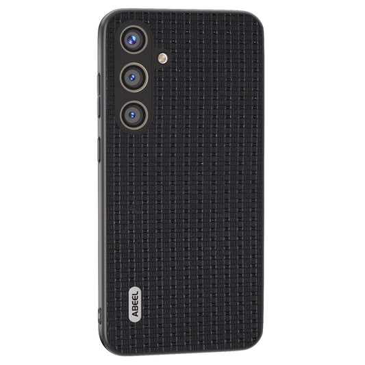 ABEEL For Samsung Galaxy S24+ Case Genuine Cow Leather Skin Phone Cover Anti-slip - Black