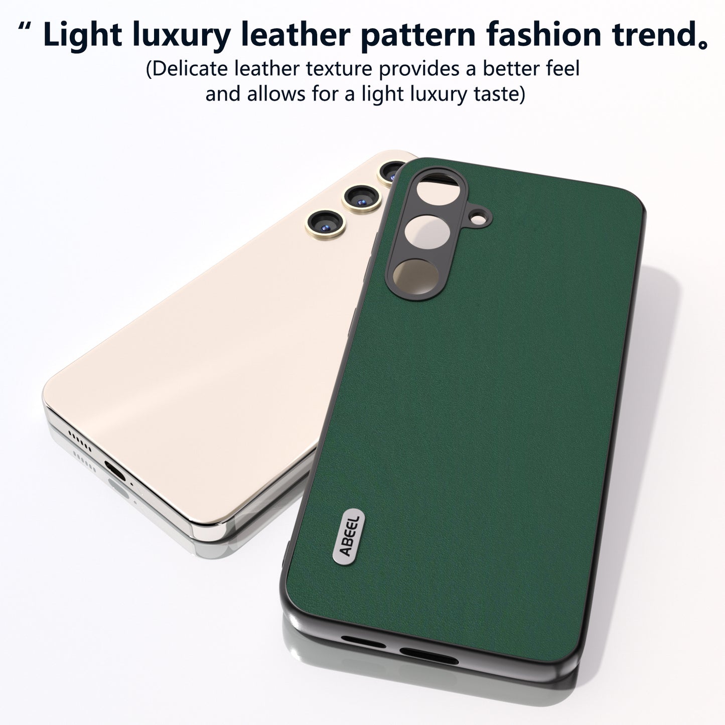 ABEEL For Samsung Galaxy S24+ Phone Case Silky Genuine Cow Leather Skin Shell - Green