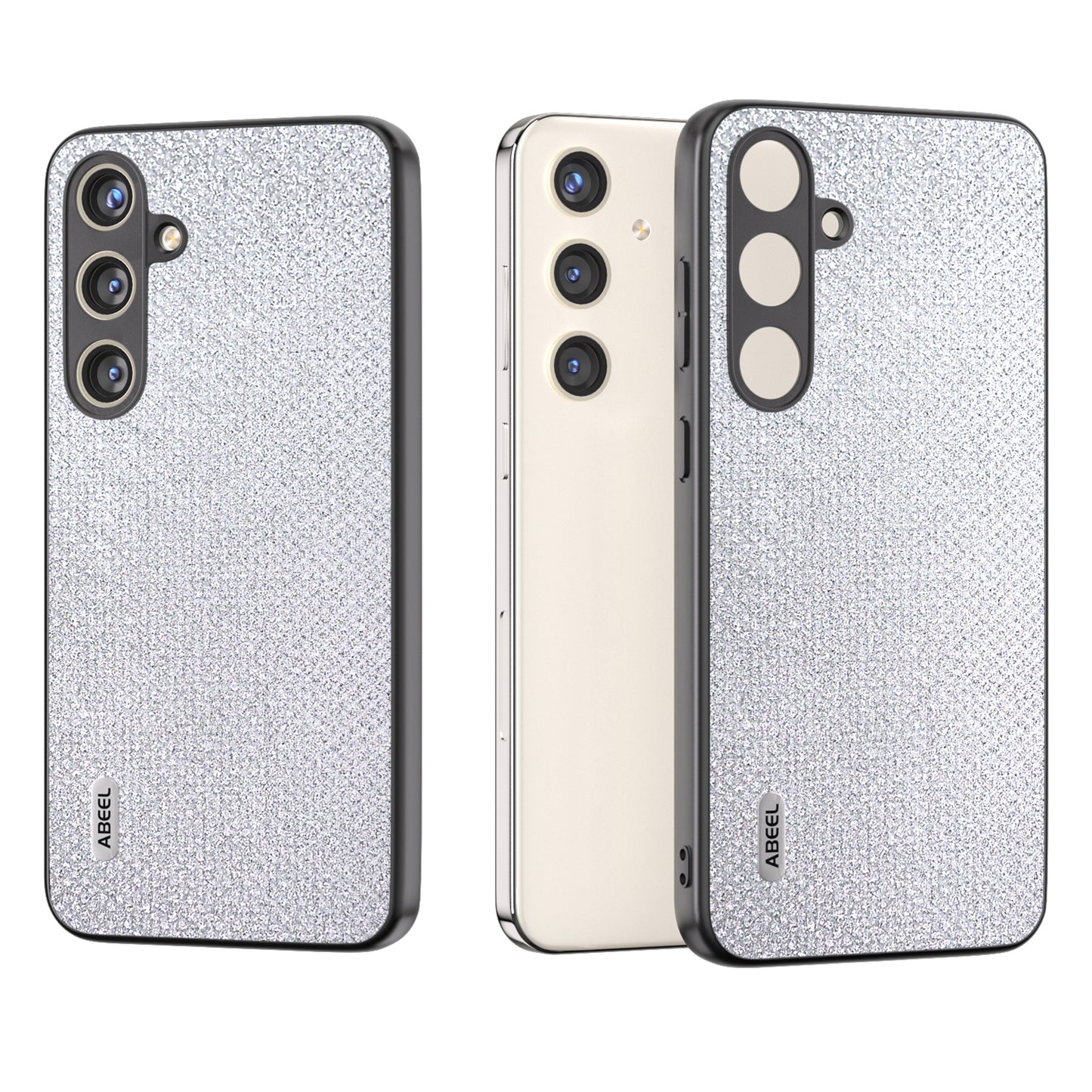 ABEEL For Samsung Galaxy S24 Rhinestone Texture Glitter Leather Skin Case - Silver