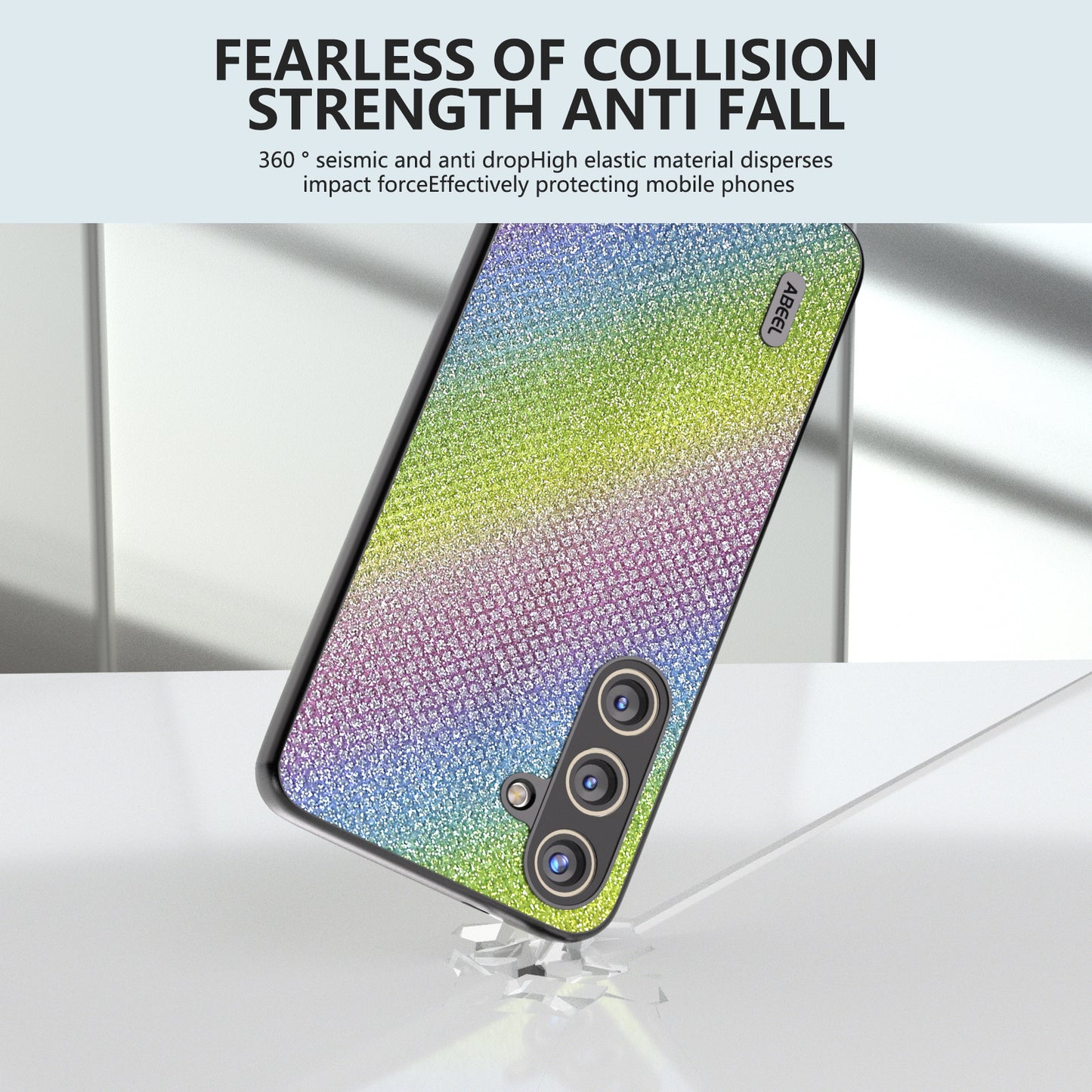 ABEEL For Samsung Galaxy S24+ Protective Phone Cover Rhinestone Texture Leather Back Case - Multi-color