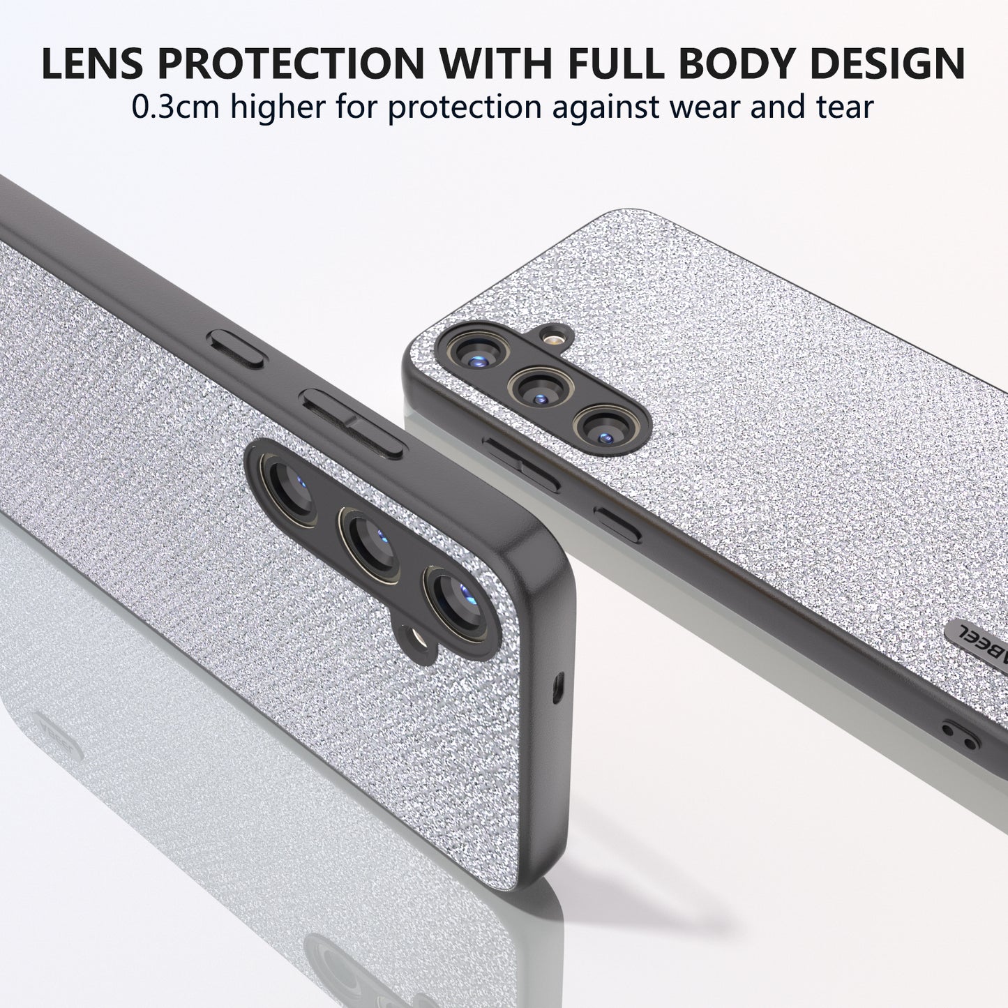 ABEEL For Samsung Galaxy S24+ Protective Phone Cover Rhinestone Texture Leather Back Case - Silver