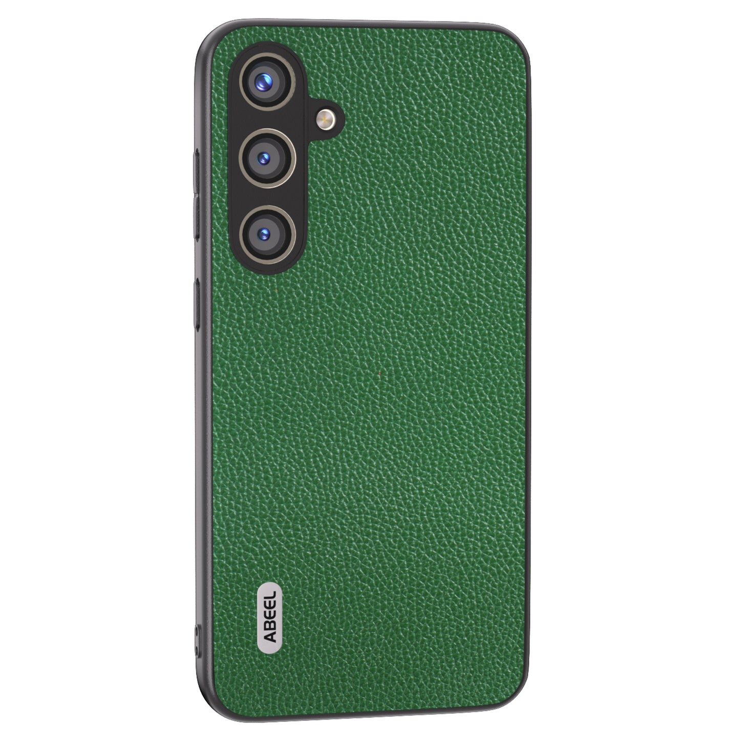 ABEEL For Samsung Galaxy S24+ Case with Litchi Texture Genuine Cow Leather Back Cover  - Green