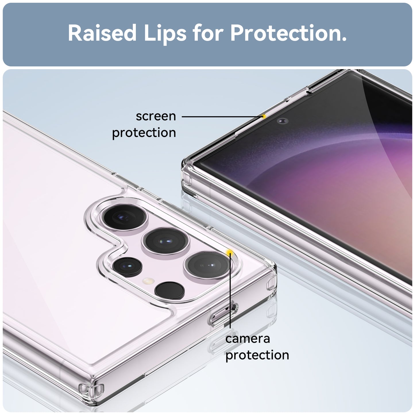 For Samsung Galaxy S24 Ultra Transparent Case Cover Electroplating Buttons (Big Rear Lens Hole)