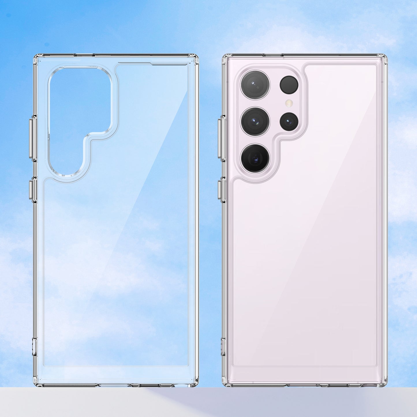 For Samsung Galaxy S24 Ultra Transparent Case Cover Electroplating Buttons (Big Rear Lens Hole)