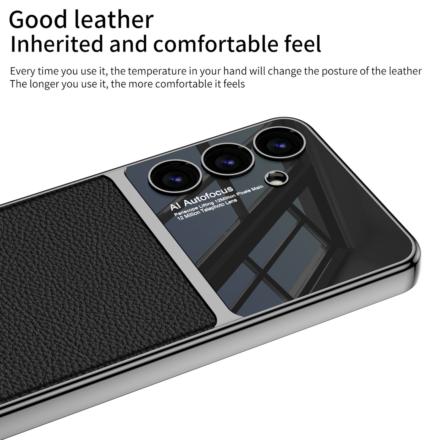 GKK For Samsung Galaxy S24 Cell Phone Case Electroplated PU Leather Coated PC+TPU Back Shell - Carbon Fiber Texture
