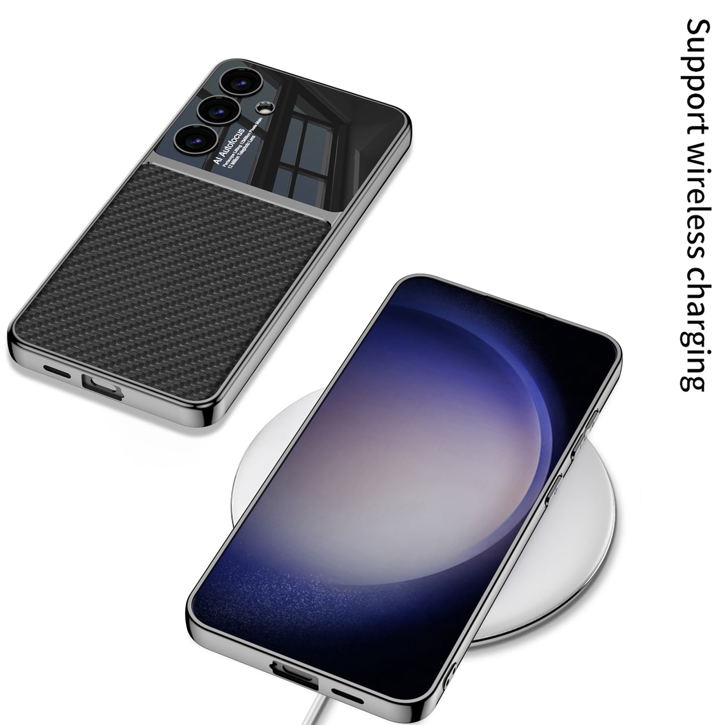 GKK For Samsung Galaxy S24 Cell Phone Case Electroplated PU Leather Coated PC+TPU Back Shell - Green