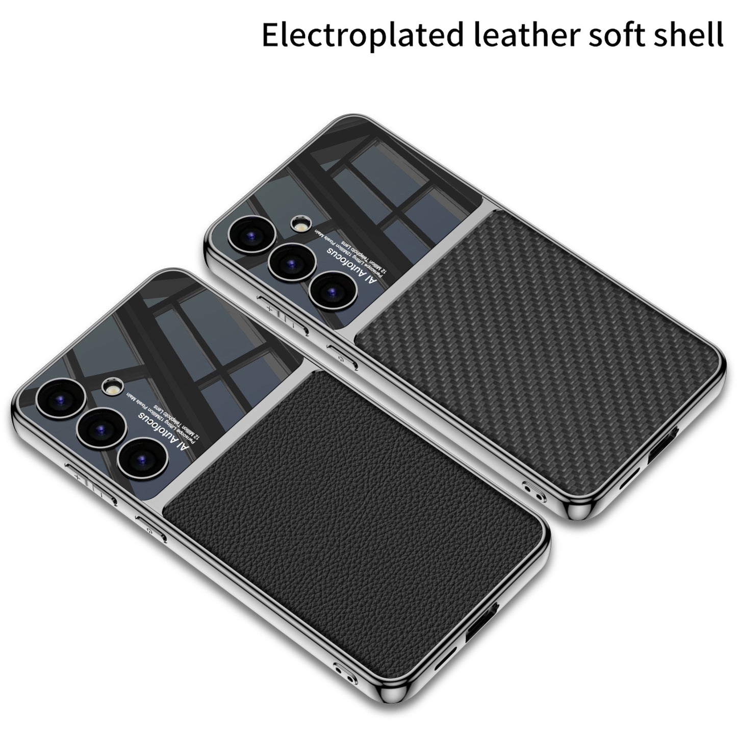 GKK For Samsung Galaxy S24 Cell Phone Case Electroplated PU Leather Coated PC+TPU Back Shell - Green