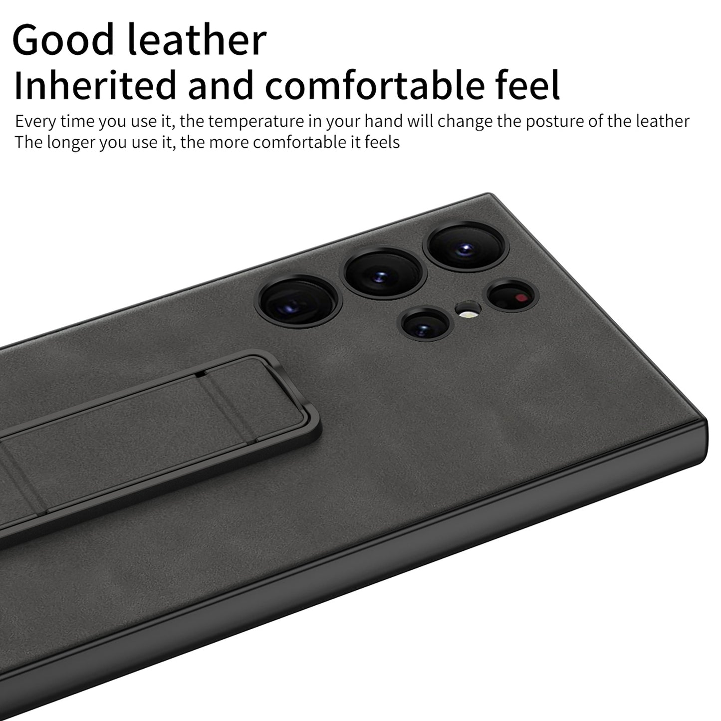 GKK For Samsung Galaxy S24 Ultra Skin-Feel Matte Phone Case Folding Kickstand - Black