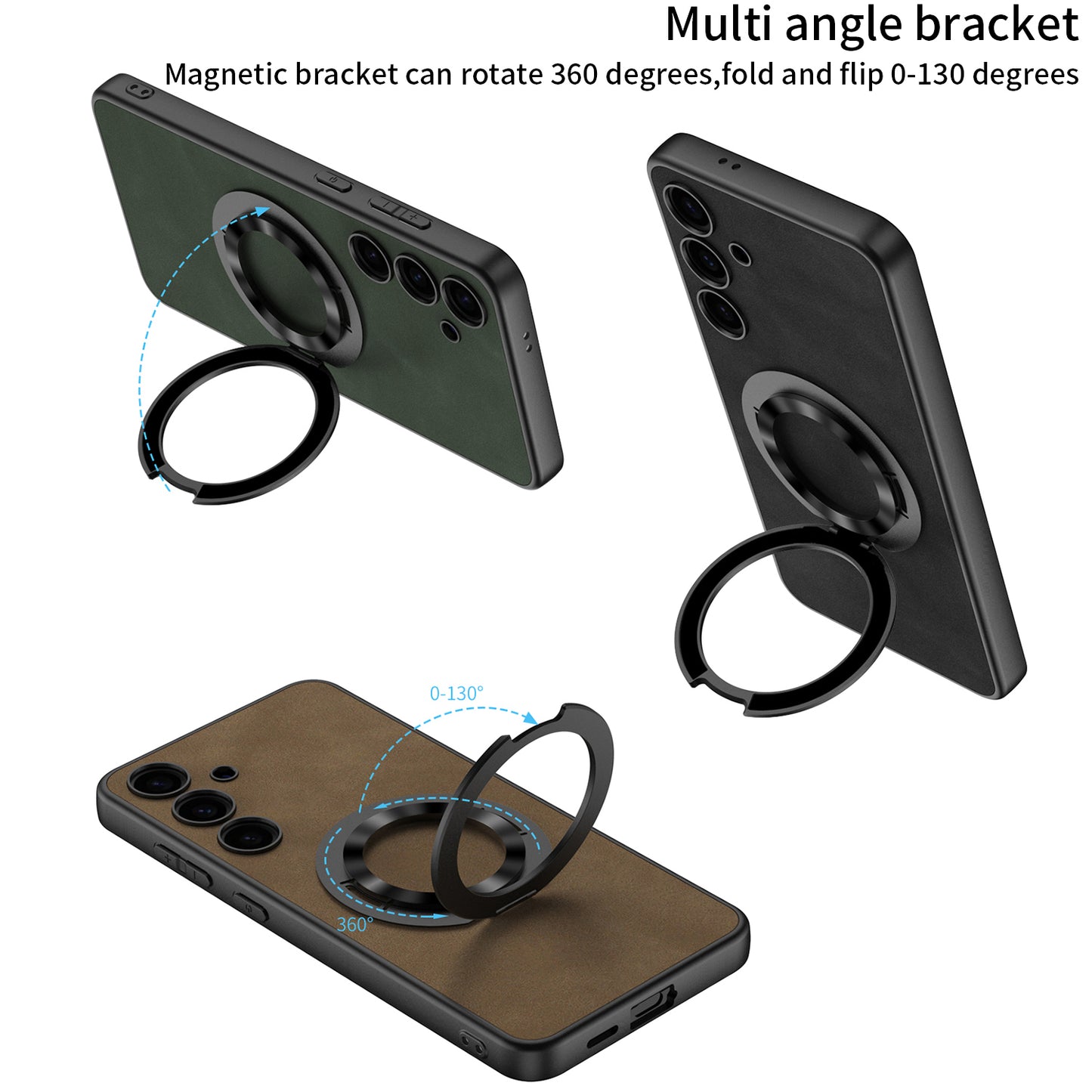 GKK For Samsung Galaxy S24+ Magnetic Case Rotary Kickstand Matte Phone Cover - Black