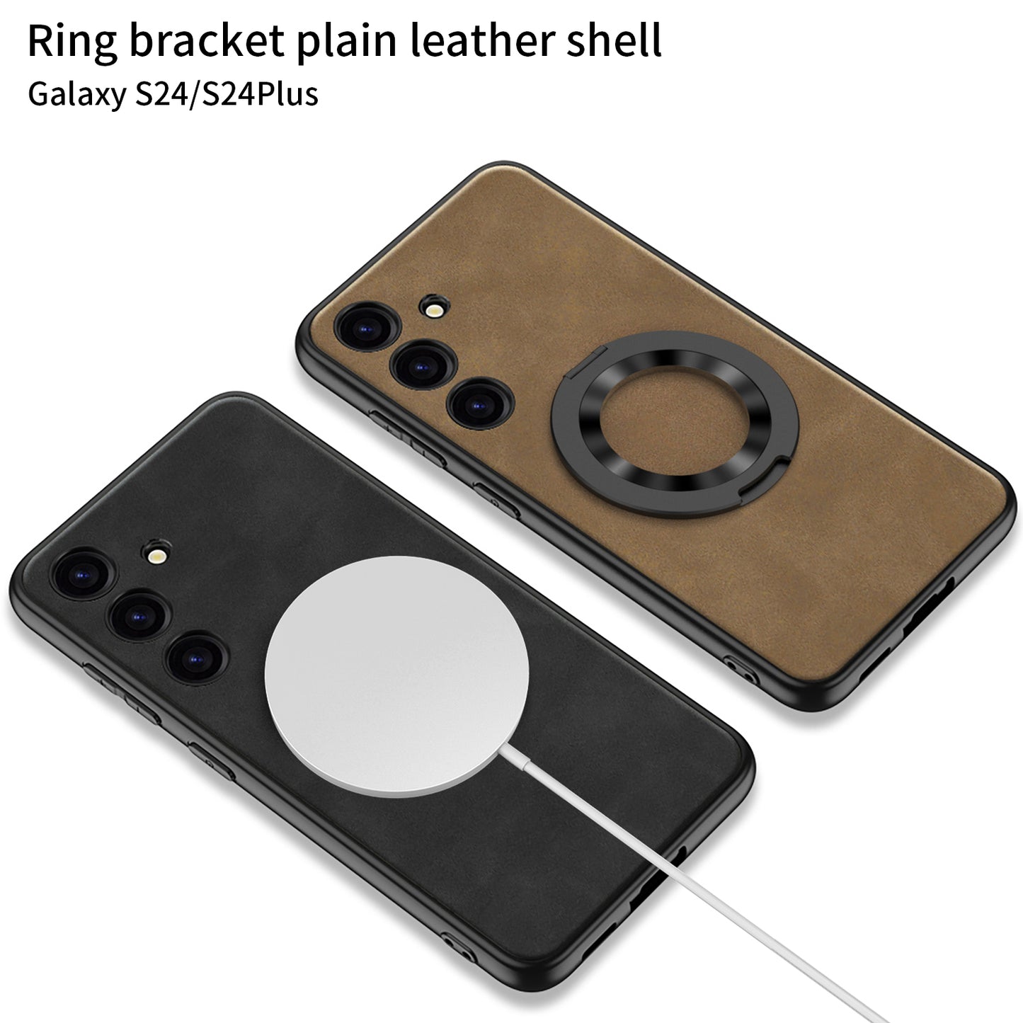 GKK For Samsung Galaxy S24+ Magnetic Case Rotary Kickstand Matte Phone Cover - Black