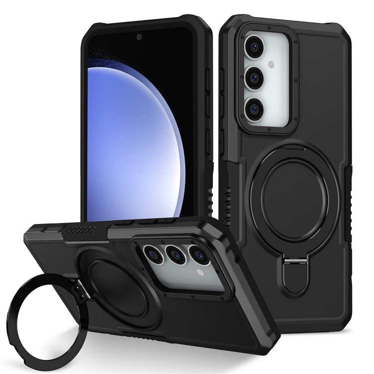 For Samsung Galaxy S23 FE Case Hybrid TPU+PC Kickstand Anti-scratch Phone Protector - Black