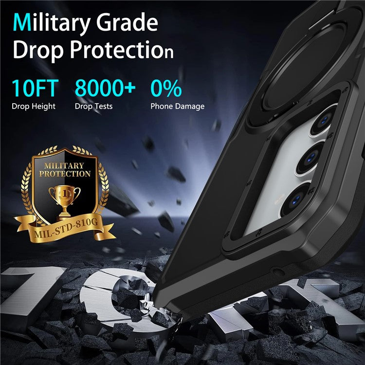 For Samsung Galaxy S23 FE Case Hybrid TPU+PC Kickstand Anti-scratch Phone Protector - Black