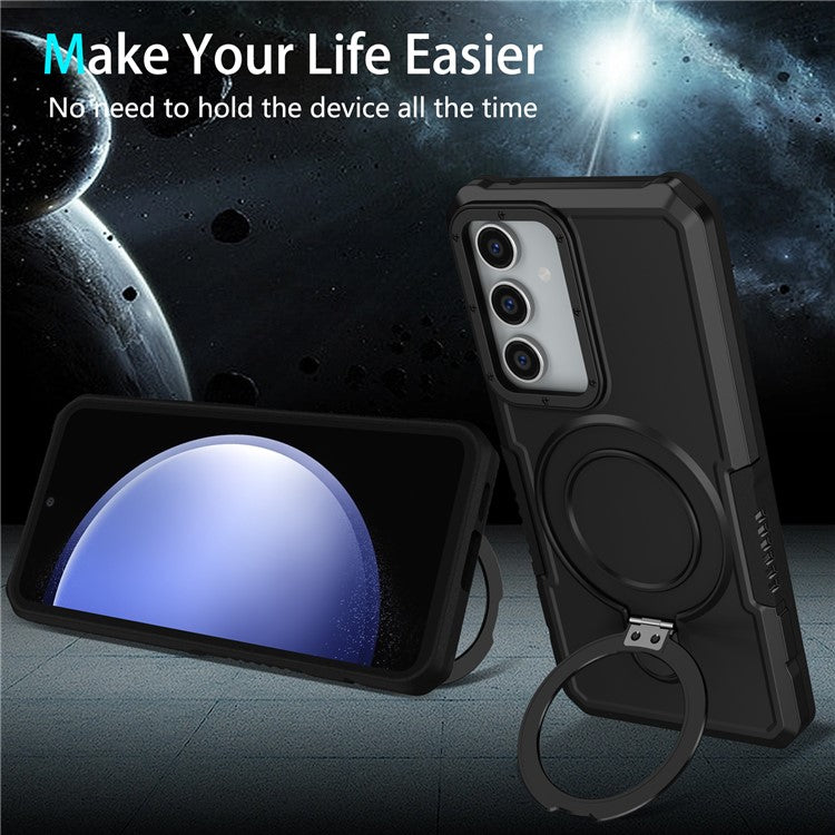 For Samsung Galaxy S23 FE Case Hybrid TPU+PC Kickstand Anti-scratch Phone Protector - Black