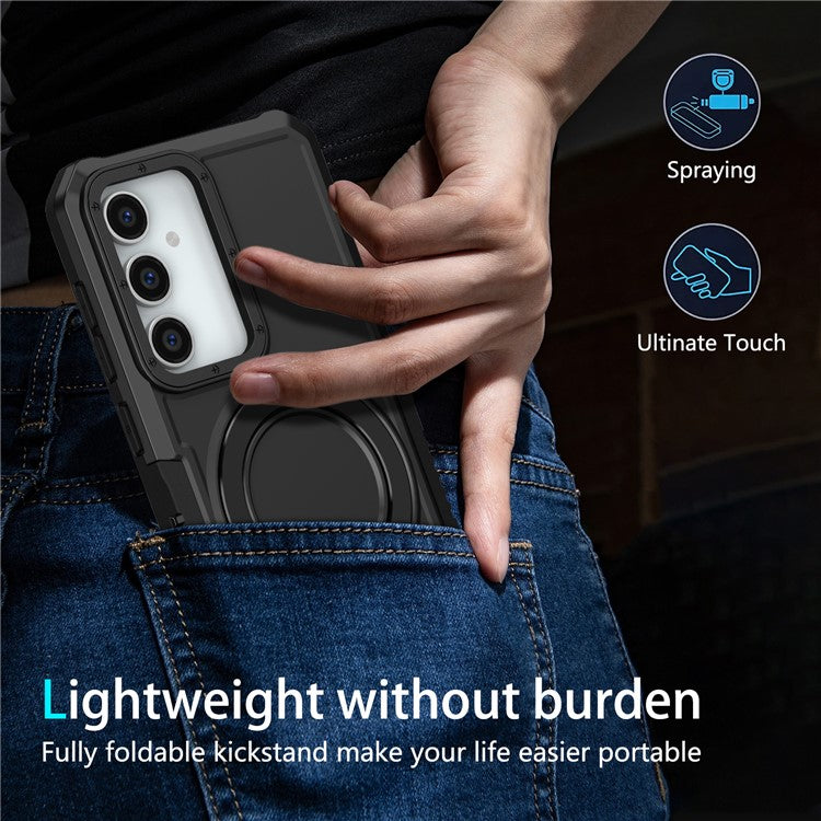 For Samsung Galaxy S23 FE Case Hybrid TPU+PC Kickstand Anti-scratch Phone Protector - Black