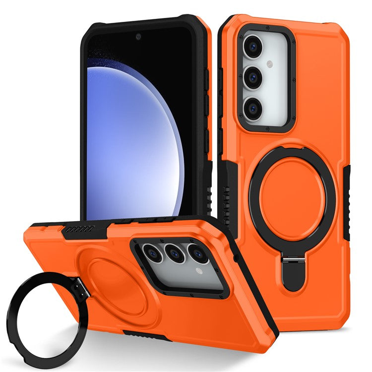 For Samsung Galaxy S23 FE Case Hybrid TPU+PC Kickstand Anti-scratch Phone Protector - Orange